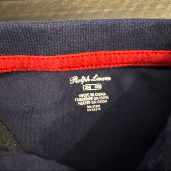 Ralph Lauren Baby Boys Polo Onesie Size 3M Navy Multi-Color Pony Embroidered - Picture 3 of 4